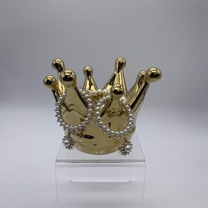 Ceramic Glass Gold Grown Trinket Bowl/votive Candle Holder Vanity/Dresser/Decor